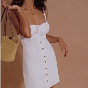 NWT Women’s Commense Darling Linen Plain Mini Dress White Size Small